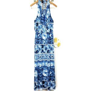 Beige by eci halter blue maxi dress